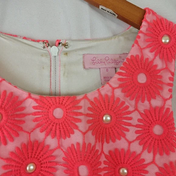 Lilly Pulitzer Pinwheel Pearl Shift Mini Dress in Fiesta Pink Size 0 - Picture 7 of 14